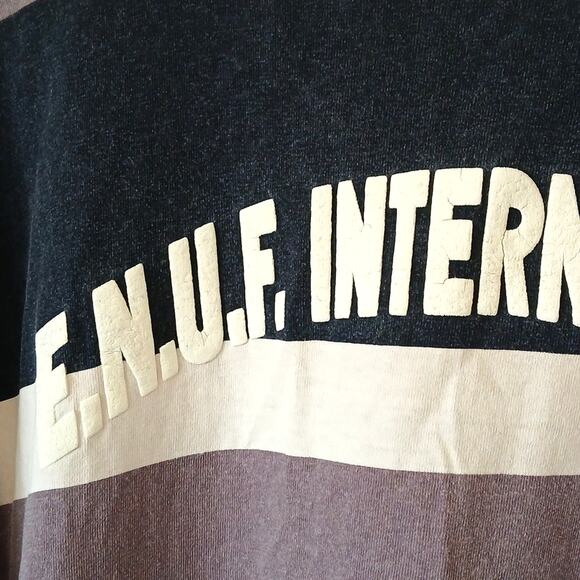 Vintage 90s E.N.U.F. Striped Purple And Blue Short Sleeve Shirt - Picture 3 of 5